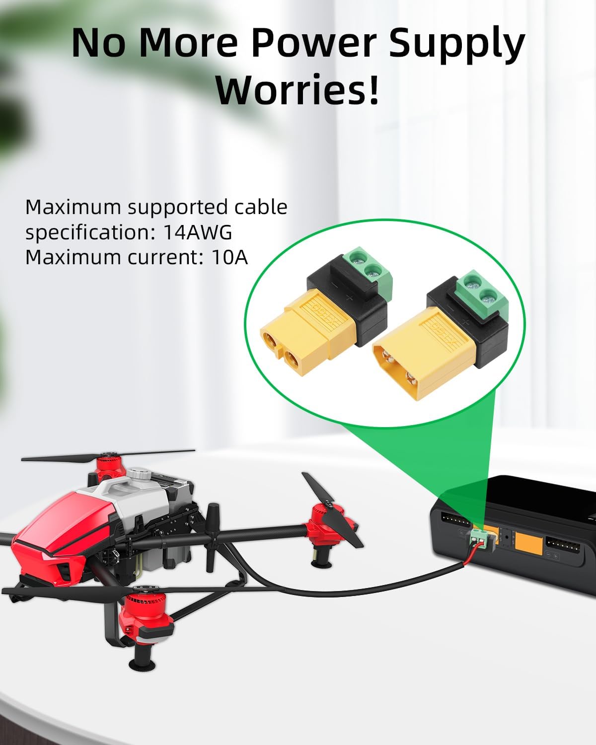 Drone Solar Charger - 2-pins XT60 soldeerloze mannelijke vrouwelijke conversie-adapterconnector