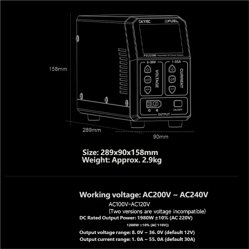 SKYRC PSU2000 1980W Verstelbar - Drone Battery Charger recensie en prijs