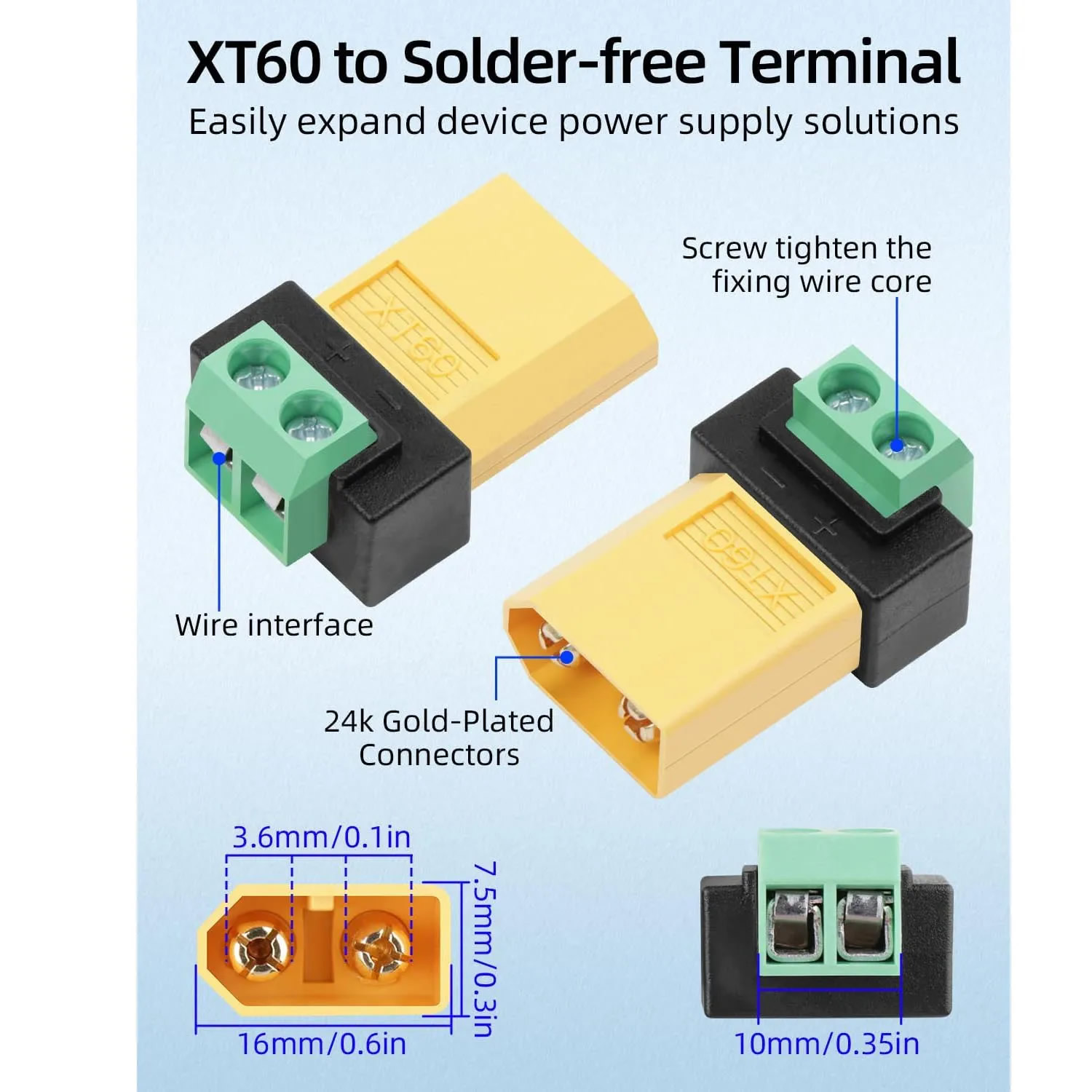 2-pins XT60 soldeerloze mannel - Drone Solar Charger recensie en prijs